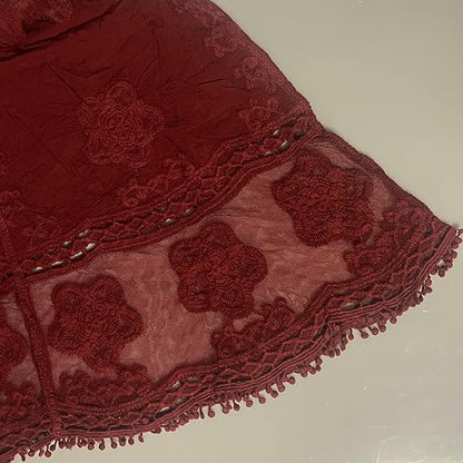 Eomenie Women's Contrast Lace Bathing Suit Cover Up V-Neck Swimsuit Coverups Loose Swimwear Beach Dress Beachwear