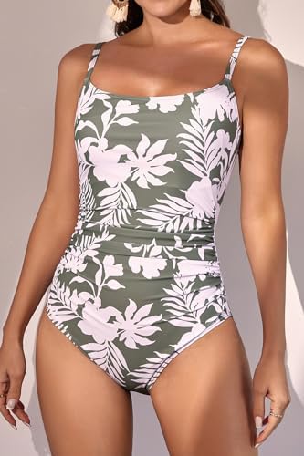 Women's Tummy Control Ruched One Piece Swimsuits