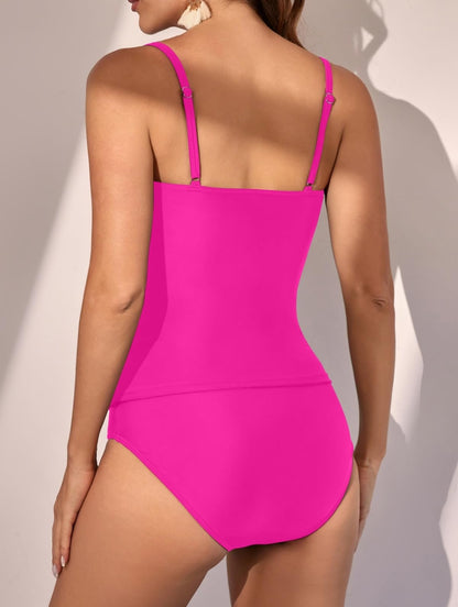 Women's Swimsuit Ruched Tummy Control Tankini Set