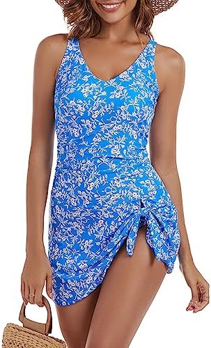 One Piece Tummy Control Swimdress for Women