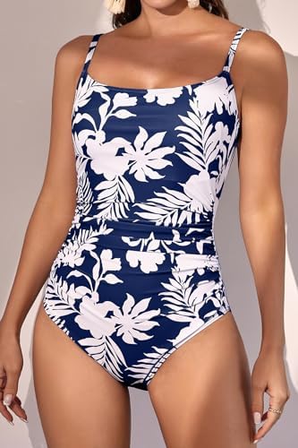 Women's Tummy Control Ruched One Piece Swimsuits