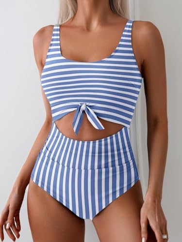Women's One Piece Tummy Control Cut Out Tie Knot Swimsuit