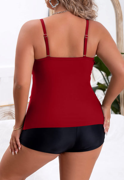 Plus Size Ruffled Flounce Tummy Control Tankini Swimsuits