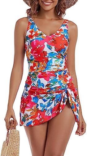 One Piece Tummy Control Swimdress for Women