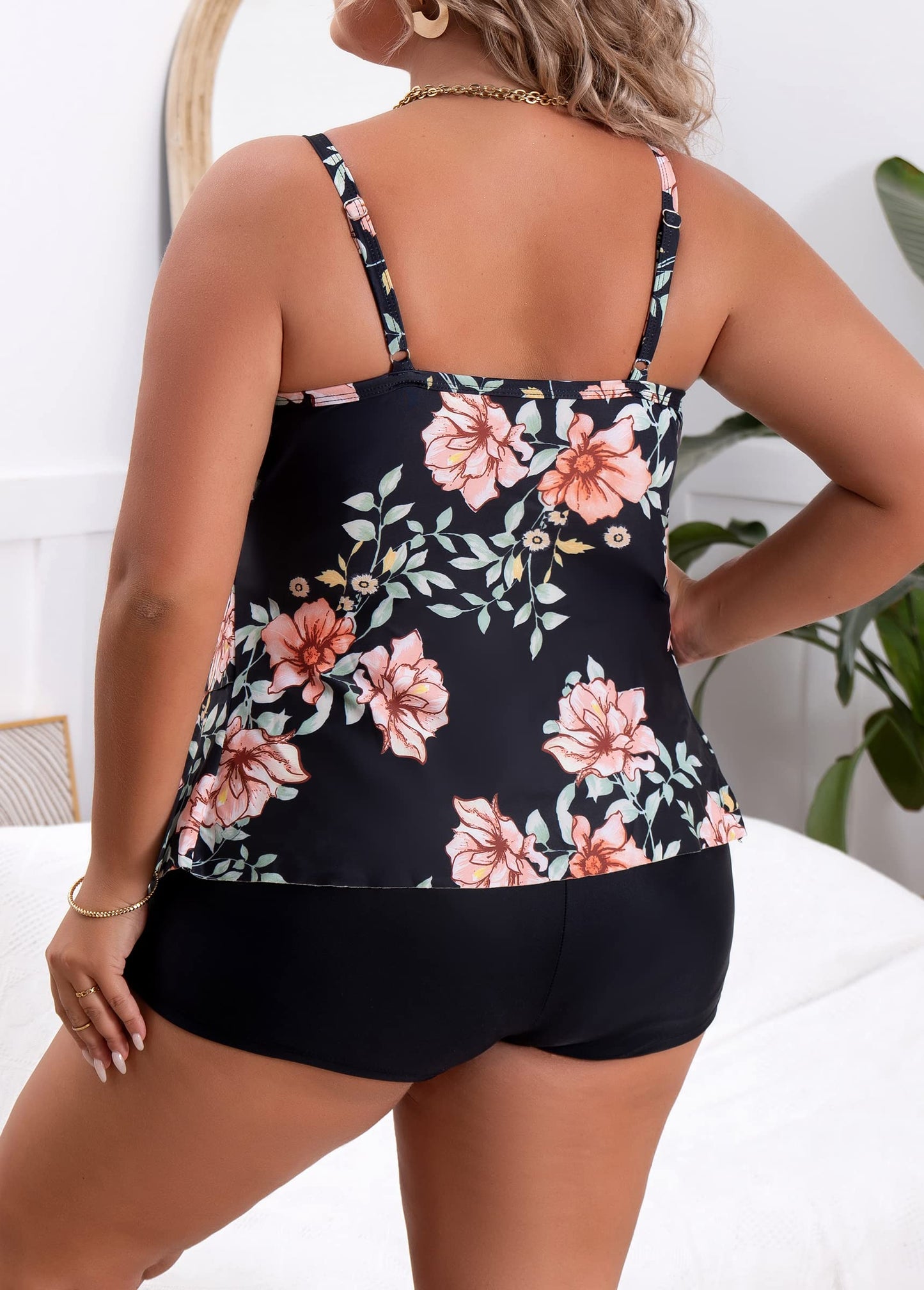 Plus Size Ruffled Flounce Tummy Control Tankini Swimsuits