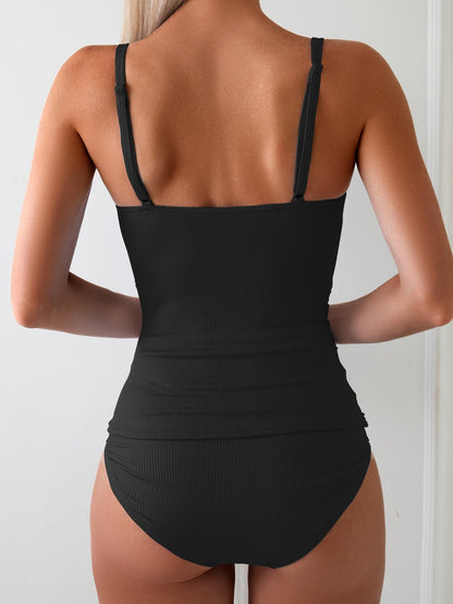 Women's Swimsuit Ruched Tummy Control Tankini Set