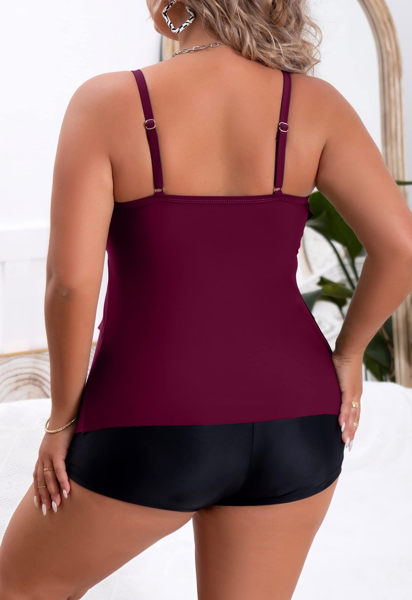 Plus Size Ruffled Flounce Tummy Control Tankini Swimsuits