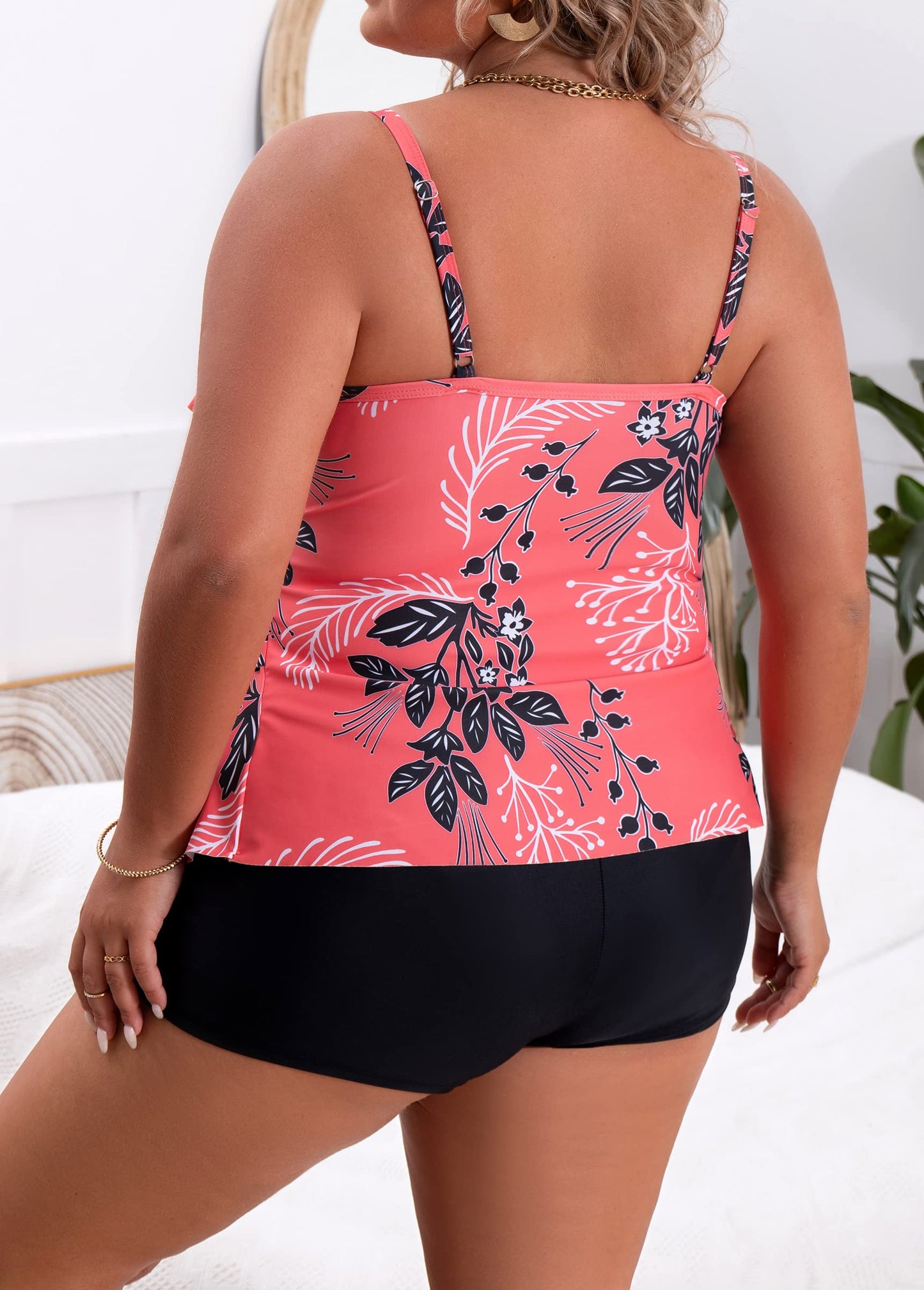 Plus Size Ruffled Flounce Tummy Control Tankini Swimsuits