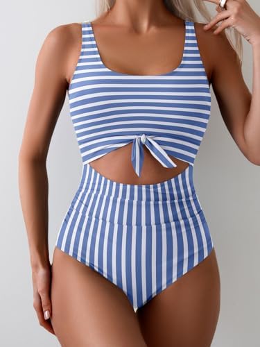 Women's One Piece Tummy Control Cut Out Tie Knot Swimsuit