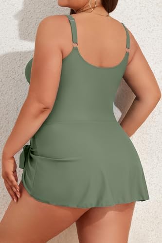 Plus Size Tummy Control Swimdress for Women One Piece