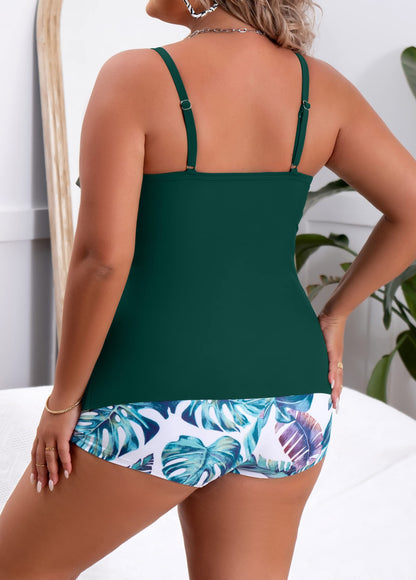 Plus Size Ruffled Flounce Tummy Control Tankini Swimsuits