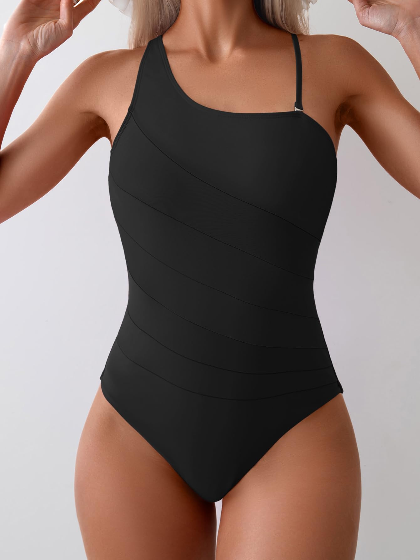 One Shoulder Tummy Control One Piece Swimsuit