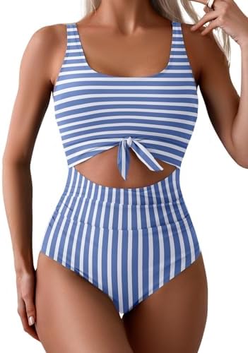 Women's One Piece Tummy Control Cut Out Tie Knot Swimsuit