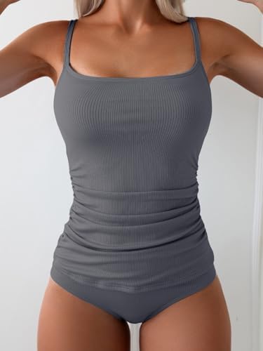 Women's Swimsuit Ruched Tummy Control Tankini Set