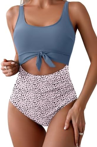 Women's One Piece Tummy Control Cut Out Tie Knot Swimsuit