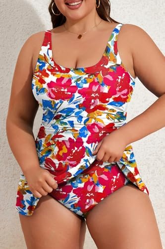 Plus Size Tummy Control Swimdress for Women One Piece